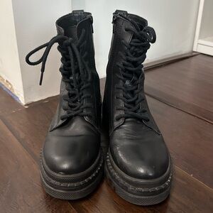 Women's Black Lace-Up Boots